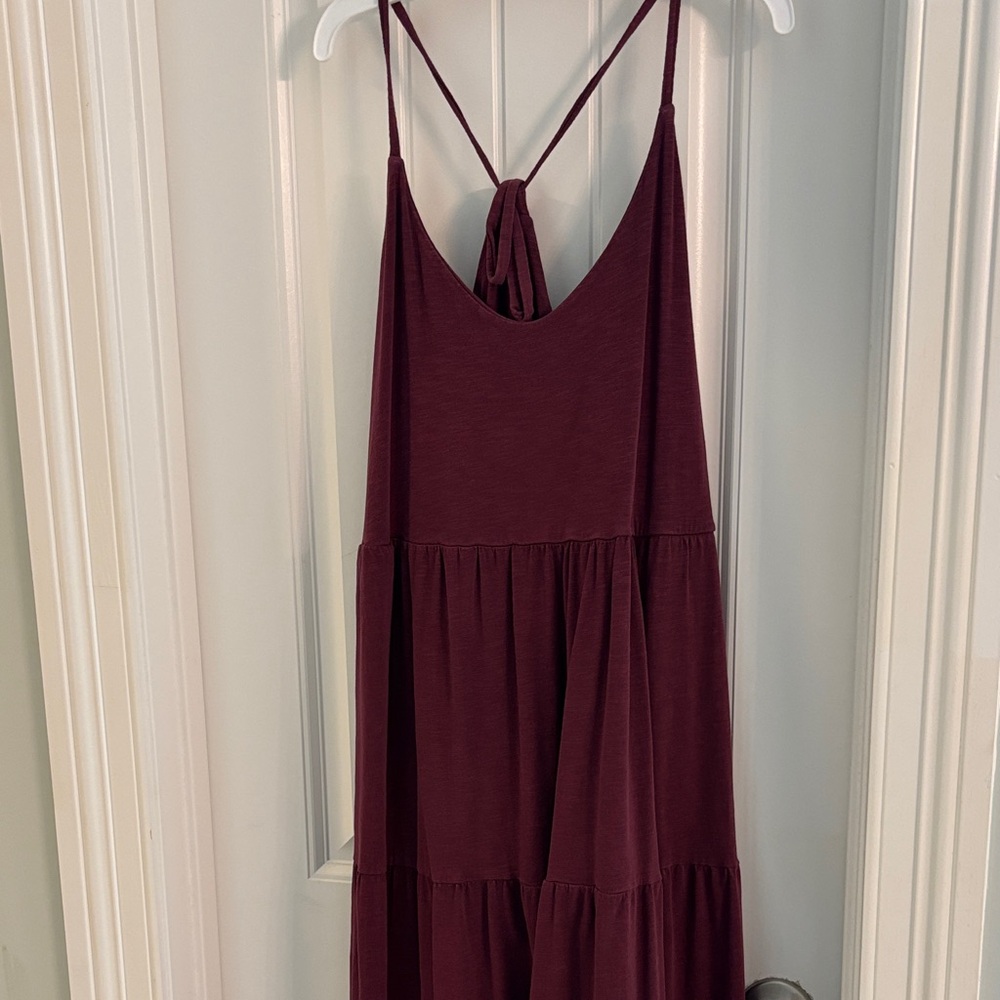 Old Navy Burgundy Tiered Spaghetti-Strap Maxi Dress